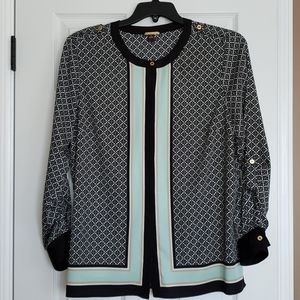 Dana Buchman mosiac tile long sleeve shirt sz 14